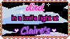 A stamp reading died in a knife fight at Claire's. The words died and claire's are in a cursive font. the background is a recreation of the snowy area off the set of TV Time in Deltarune chapter 3 where Tenna gets attacked by the knight.
